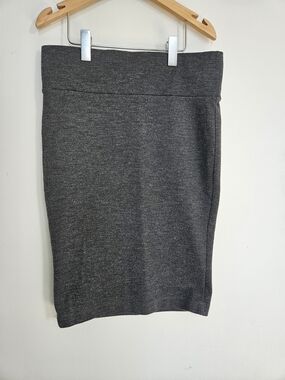 SEDUCTION FASHION Charcoal Grey Knit Pencil Tube Skirt Stretch Elastic Waist XS